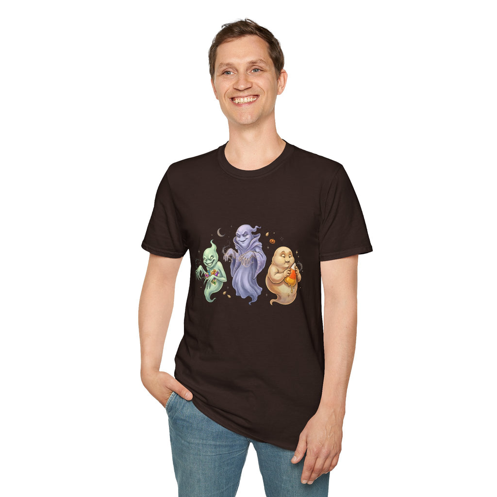 Three Quirky Ghosts Halloween Unisex Softstyle T-Shirt