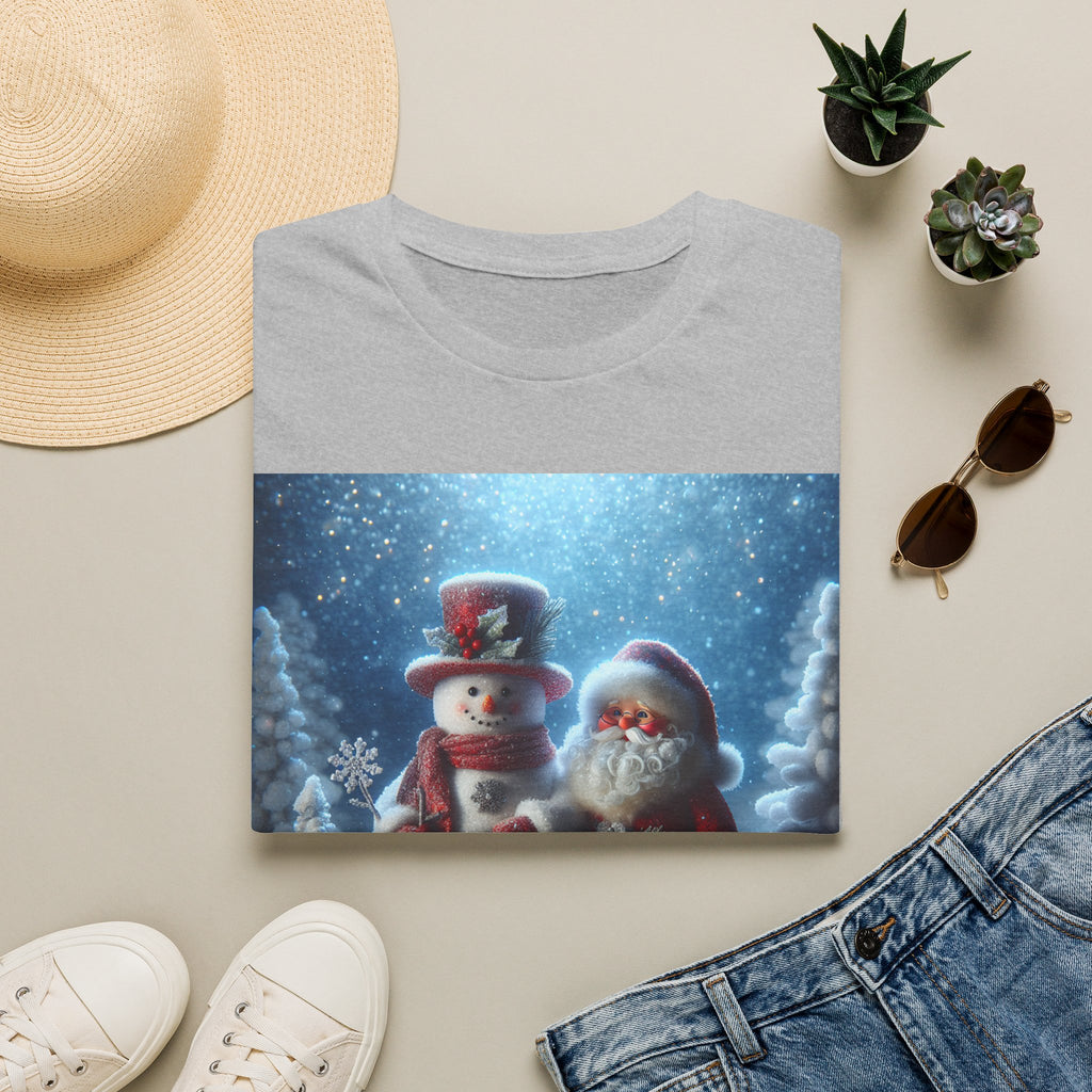 Christmas Santa & Snowman T-Shirt — Holiday Winter Scene Tee