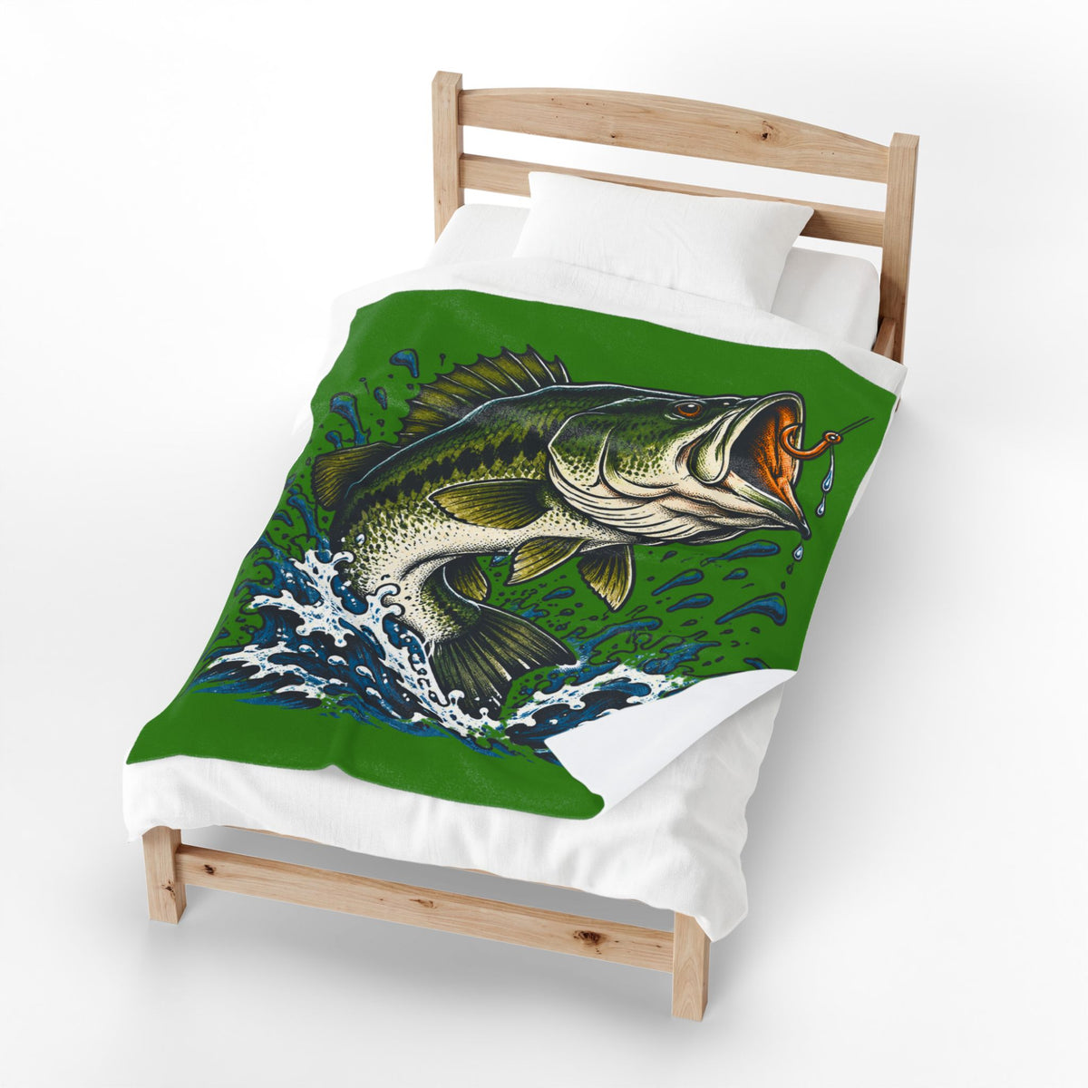 Largemouth Bass Fishing Velveteen Plush Blanket