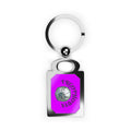 Rectangle Photo Keyring — Personalized Photo Keychain with Bright Pink Accent