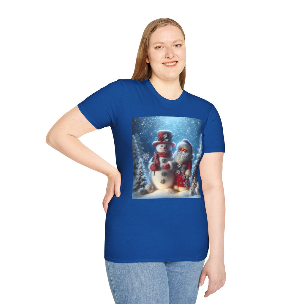 Christmas Santa & Snowman T-Shirt — Holiday Winter Scene Tee