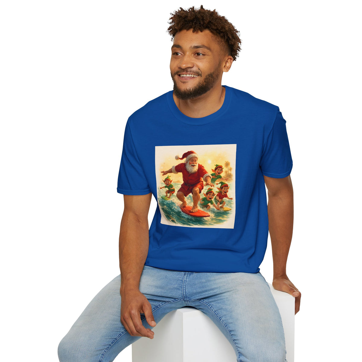 Surfing Santa Vintage Christmas T-Shirt