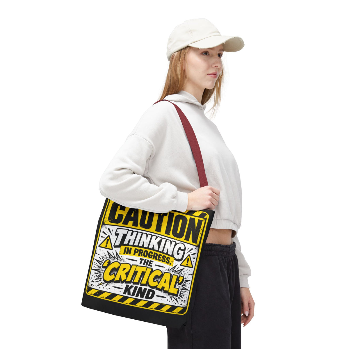 Caution Thinking in Progress Critical Kind Tote Bag