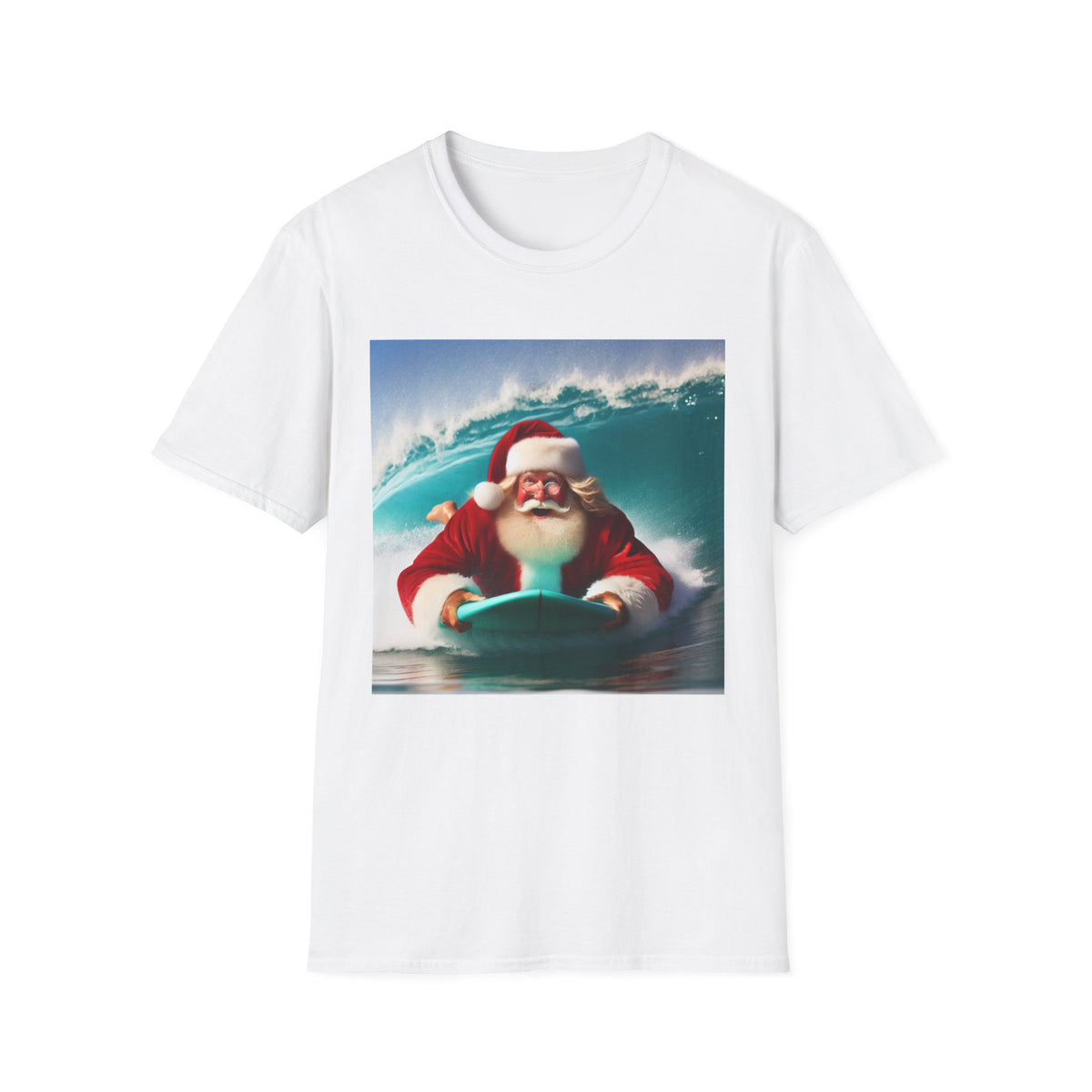 Surfing Santa T-Shirt — Funny Christmas Surf Holiday Tee