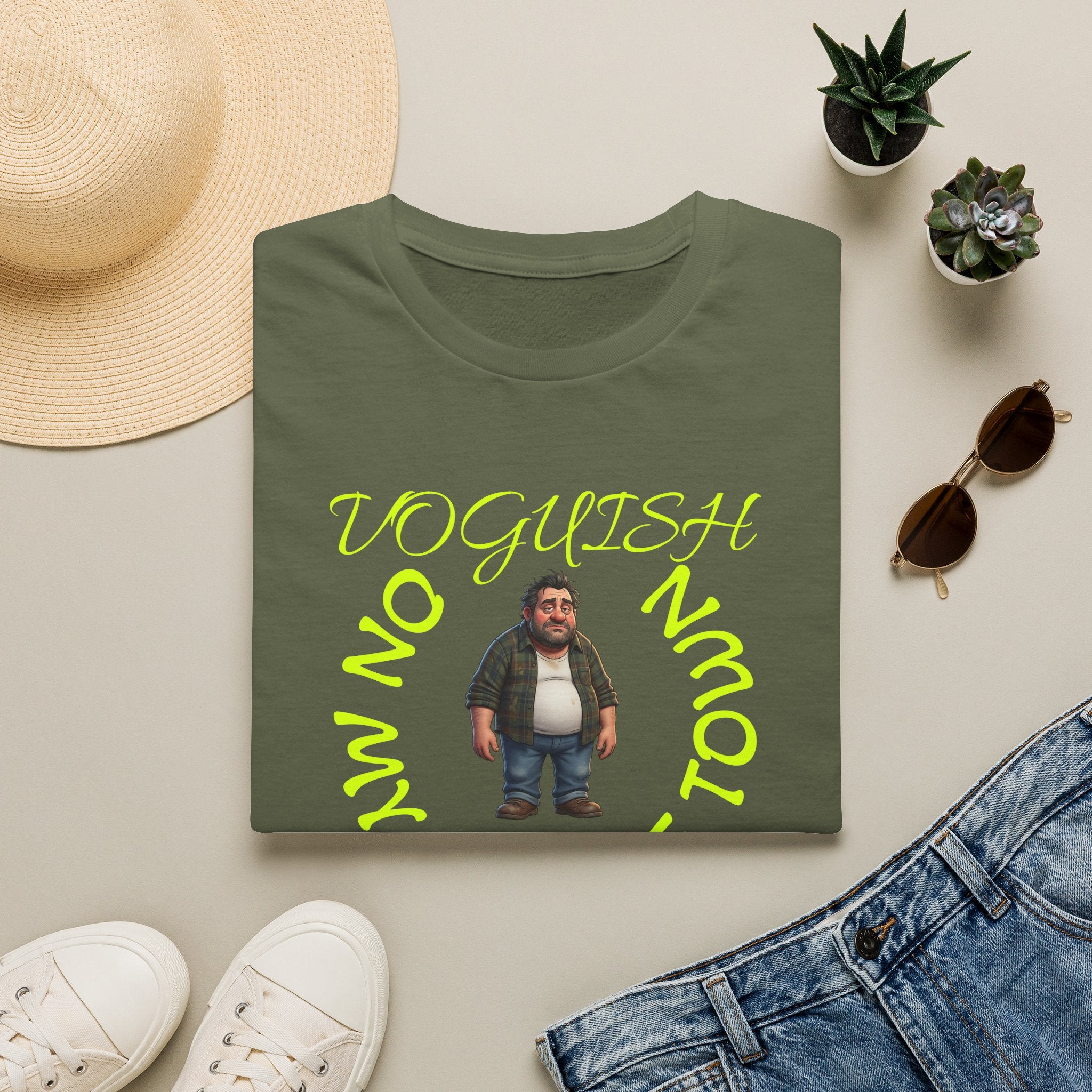 T-Shirt — 'Voguish' Funny Character Tee: 'I'm Not From This Side of Town' Casual Graphic Shirt