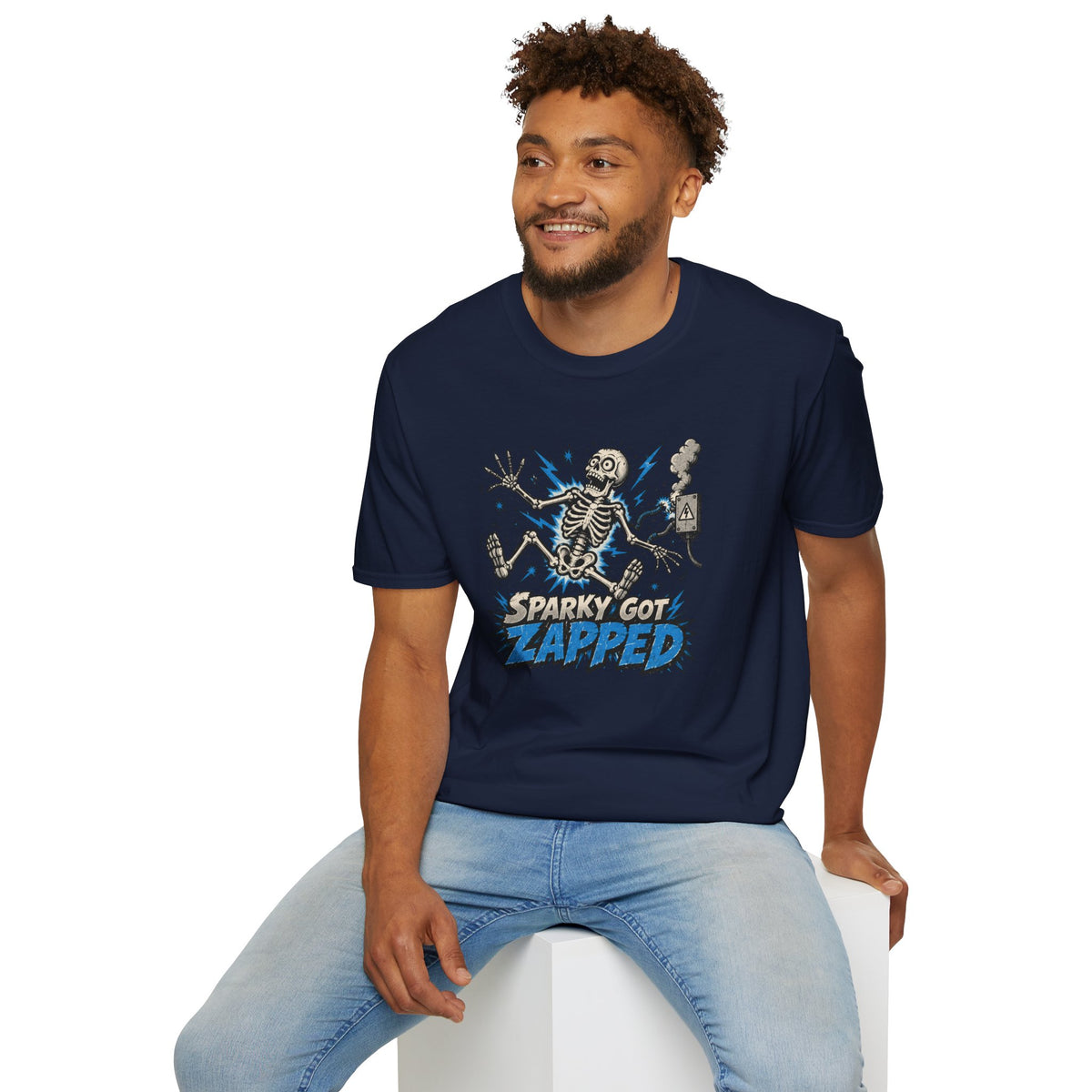 Sparky Got Zapped Skeleton Lightning T-Shirt