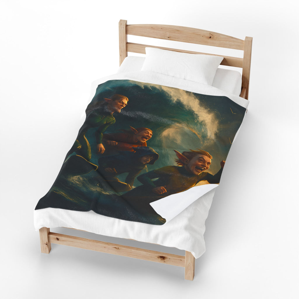 Santa’s Surfing Elves Velveteen Plush Blanket