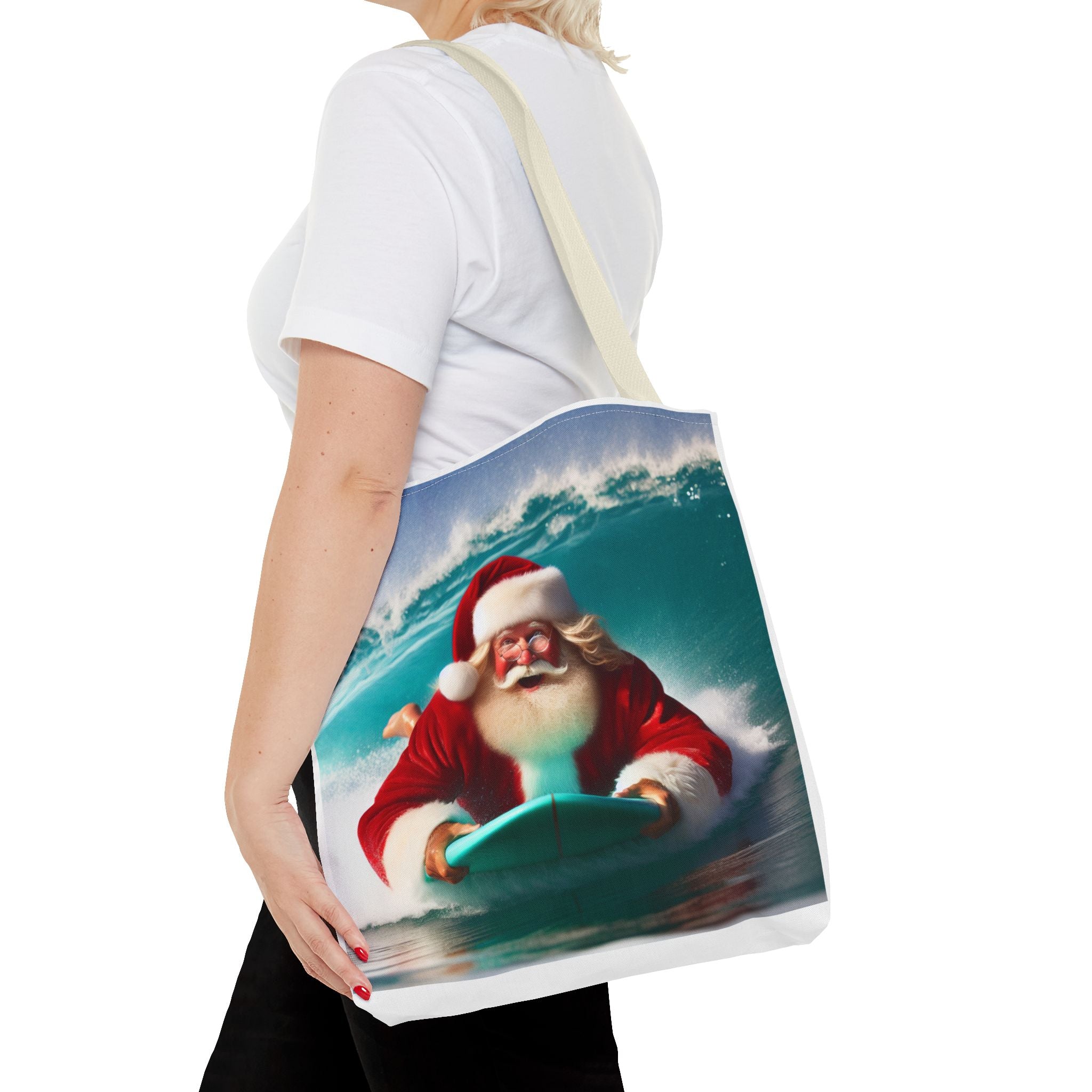 Christmas Surfing Santa Tote Bag – Festive Beach Holiday Shopper