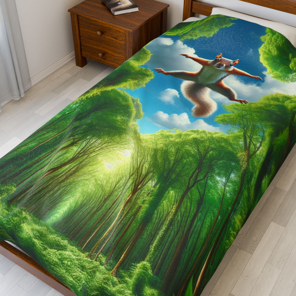 Velveteen Plush Blanket - Flying Squirrel