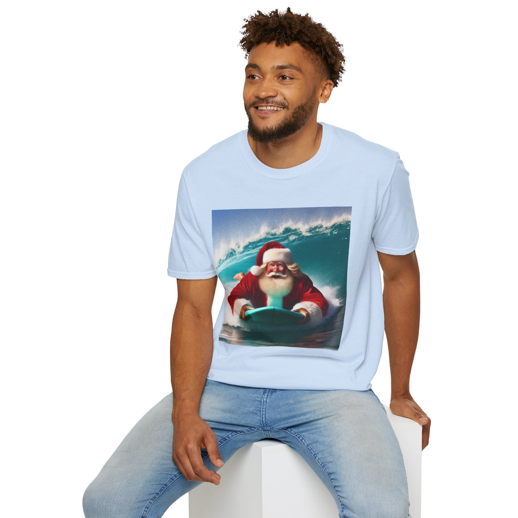 Surfing Santa T-Shirt — Funny Christmas Surf Holiday Tee