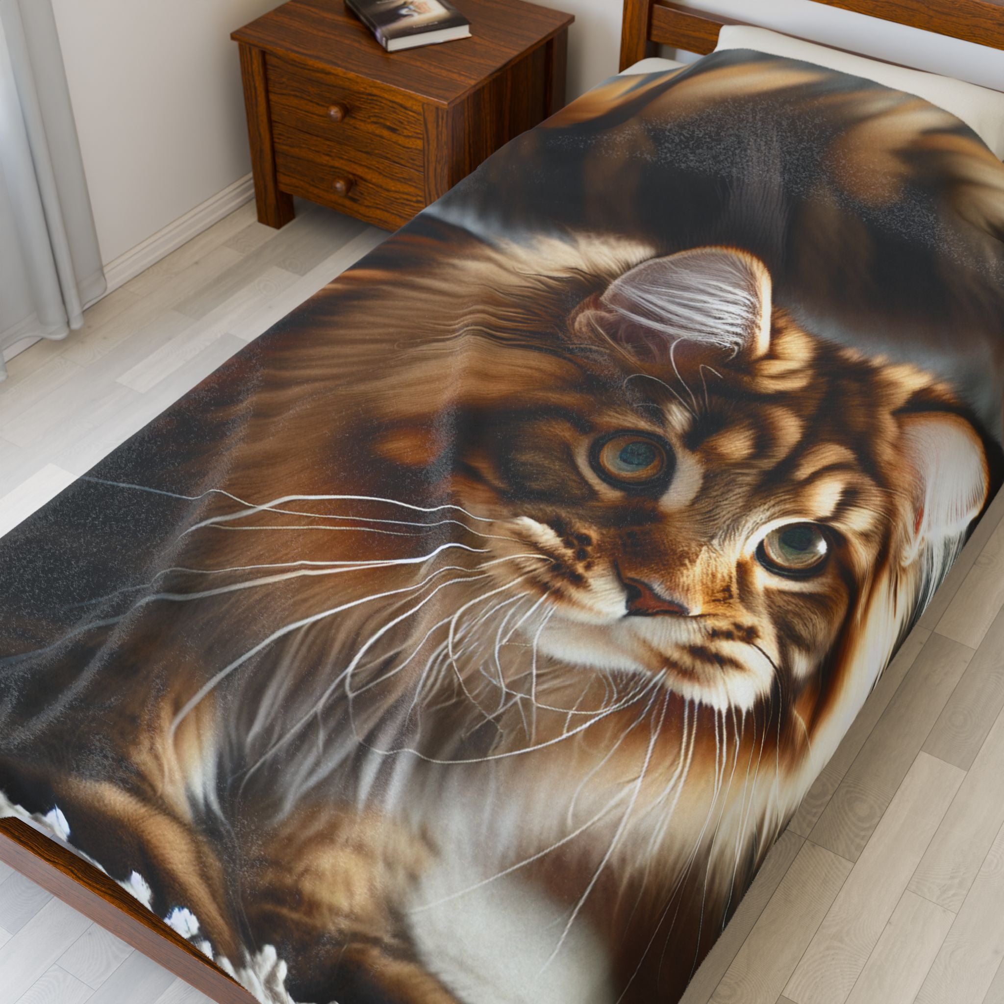 Velveteen Plush Blanket - Maine Coon Cat 2