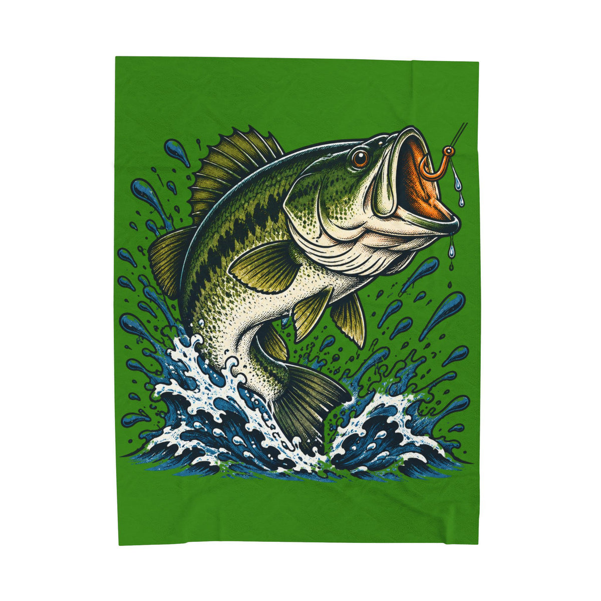 Largemouth Bass Fishing Velveteen Plush Blanket