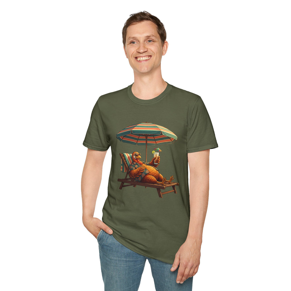 Beach Dog T‑Shirt — Relaxing Dachshund Under Umbrella Graphic Tee