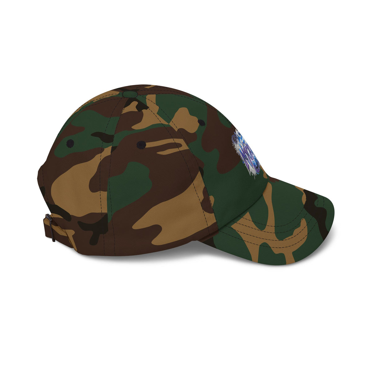 Dad Cap with “Nyctophile” Mushroom Graphic – White Embroidered Baseball Hat