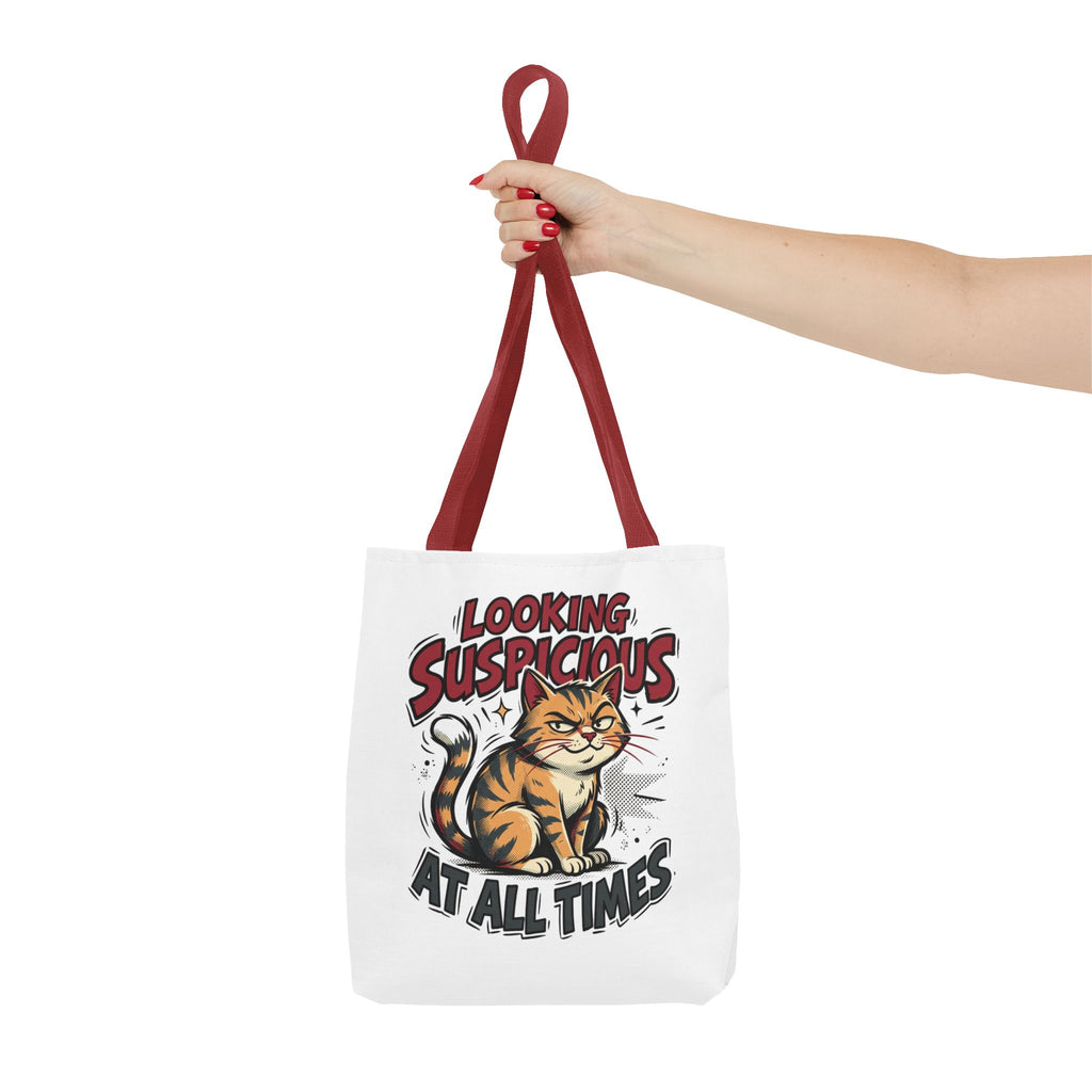 Looking Suspicious Cat Tote Bag - Funny Cat Lover Canvas Shopper