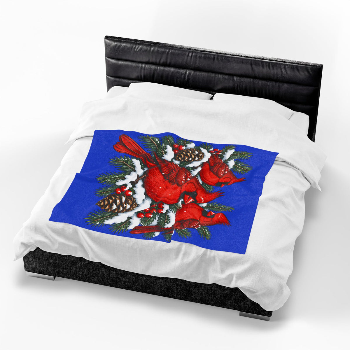 Cardinal Christmas Velveteen Plush Blanket