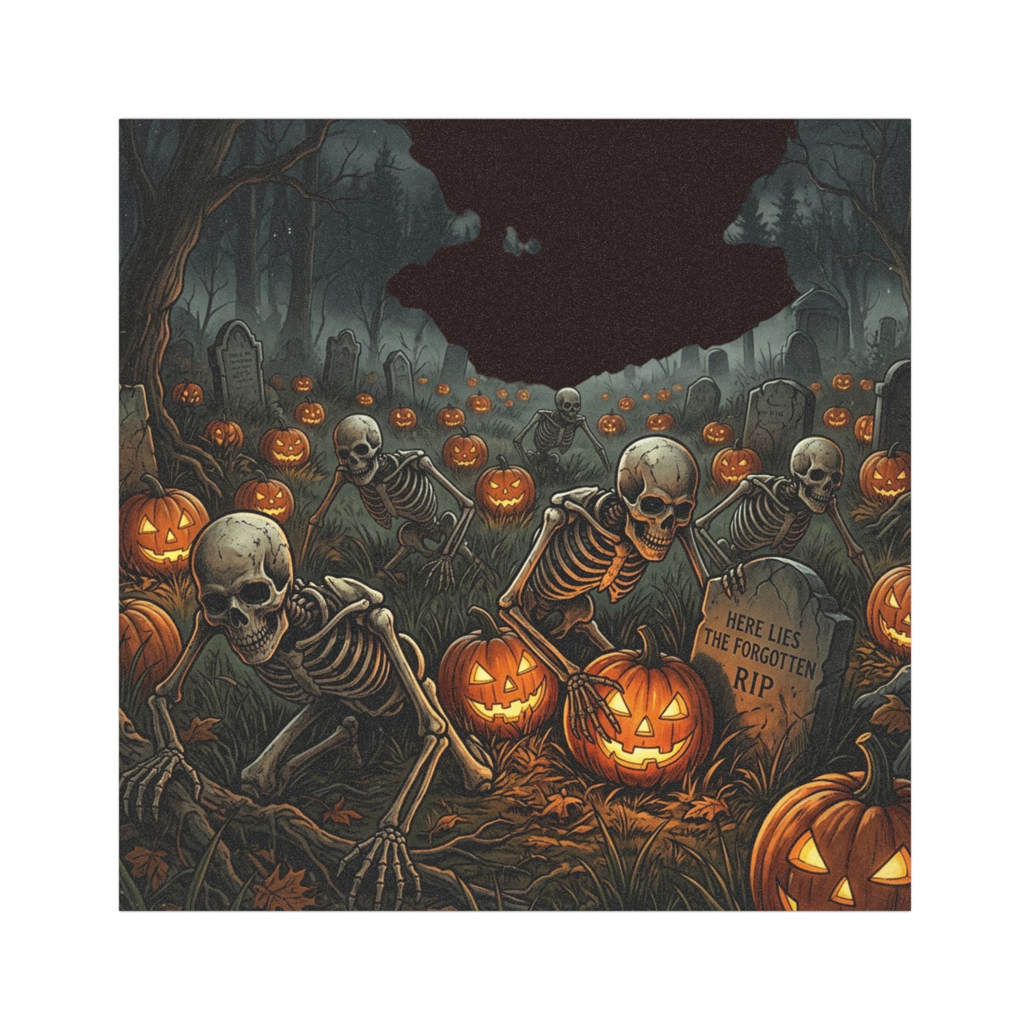 Halloween Skeleton Graveyard Car Magnet — Spooky Pumpkin & Tombstone Design