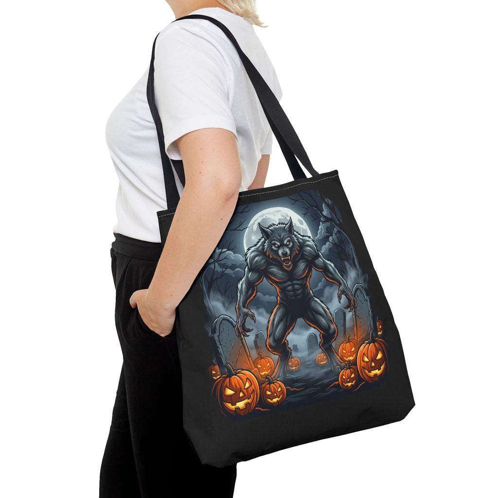 Werewolf Halloween Tote Bag — Full Moon Pumpkin Horror AOP Tote