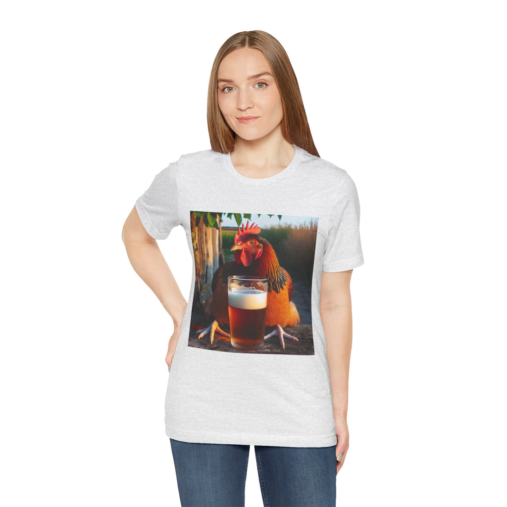 Funny Rooster with Beer Graphic Unisex T-Shirt