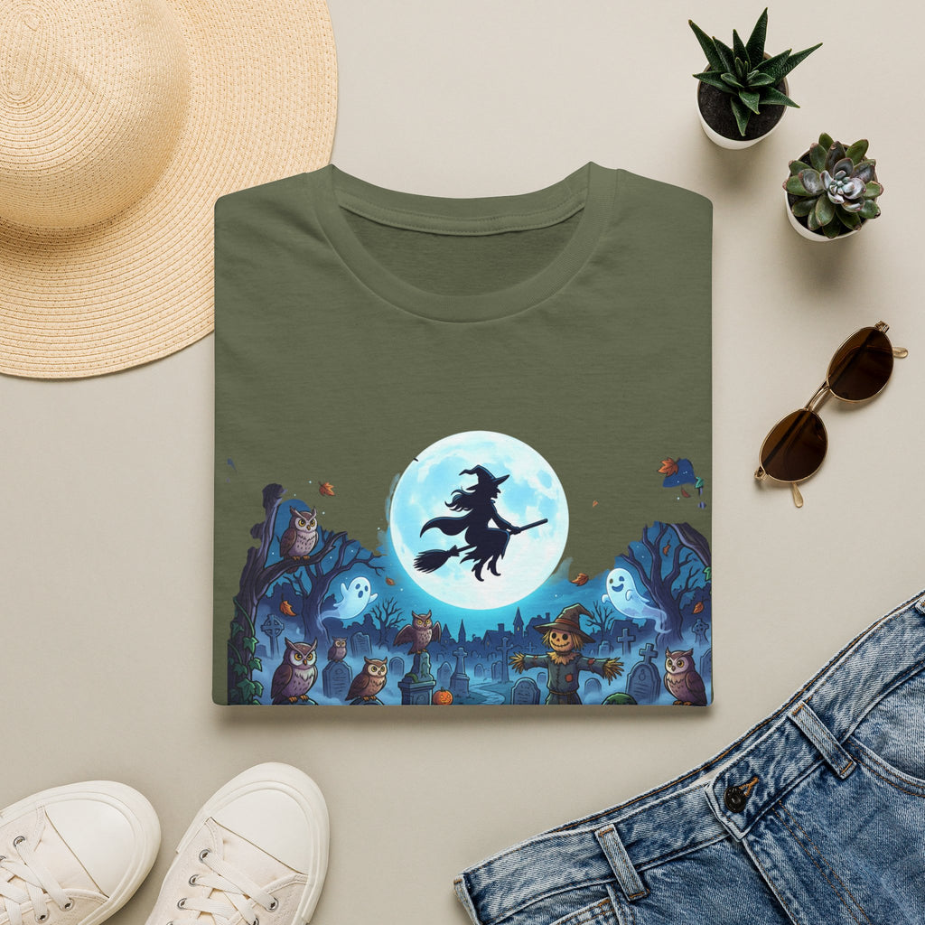 Halloween Witch Moon T-Shirt — Spooky Graveyard Night Tee