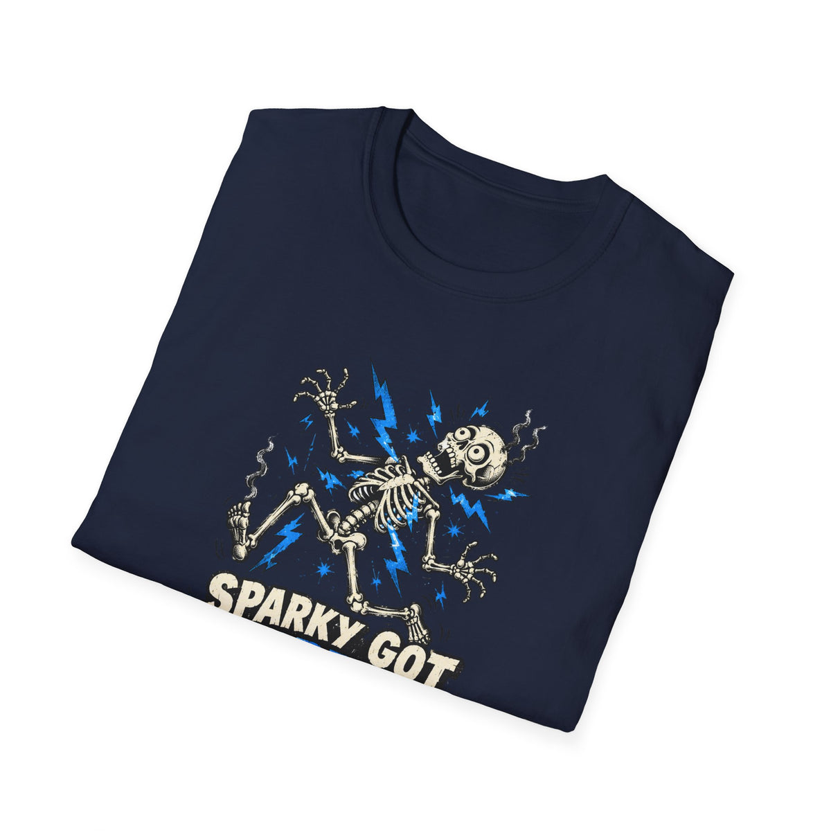 Sparky Got Zapped Skeleton Graphic T-Shirt