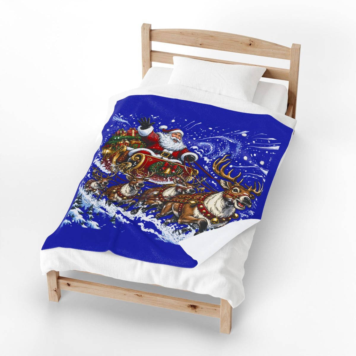 Santa’s Sleigh Christmas Velveteen Plush Blanket