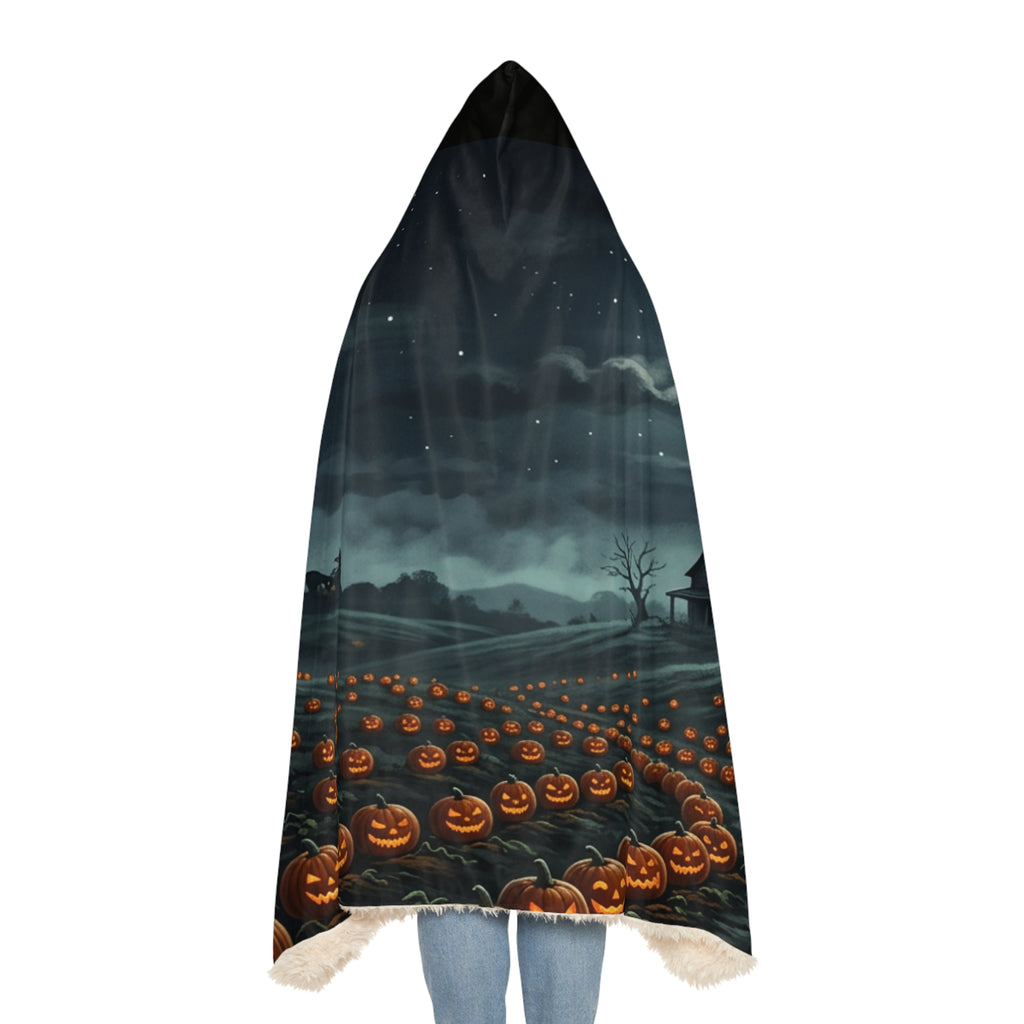 Halloween Pumpkin Field Hooded Blanket - Spooky Jack-O'-Lantern Snuggle Throw
