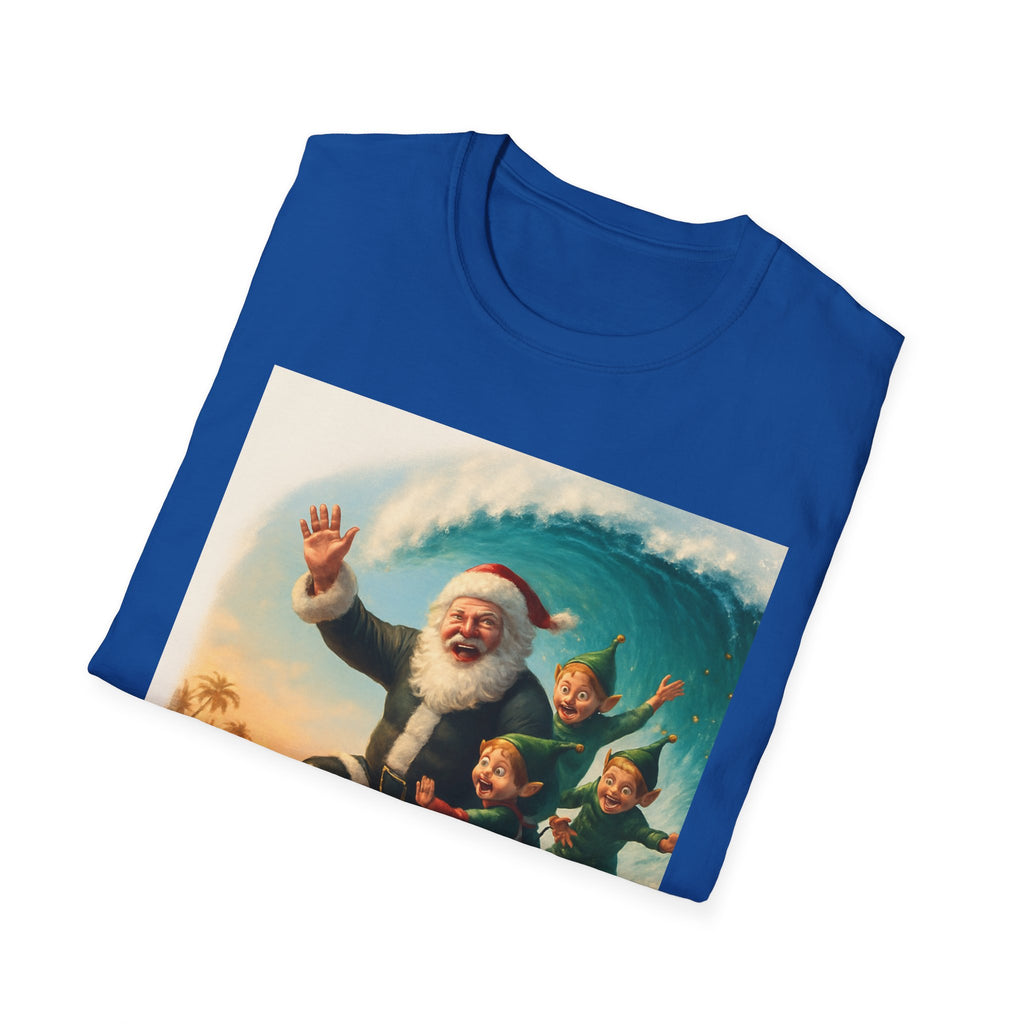 Santa Surfing T-Shirt — Retro Christmas Surfing Santa Tee