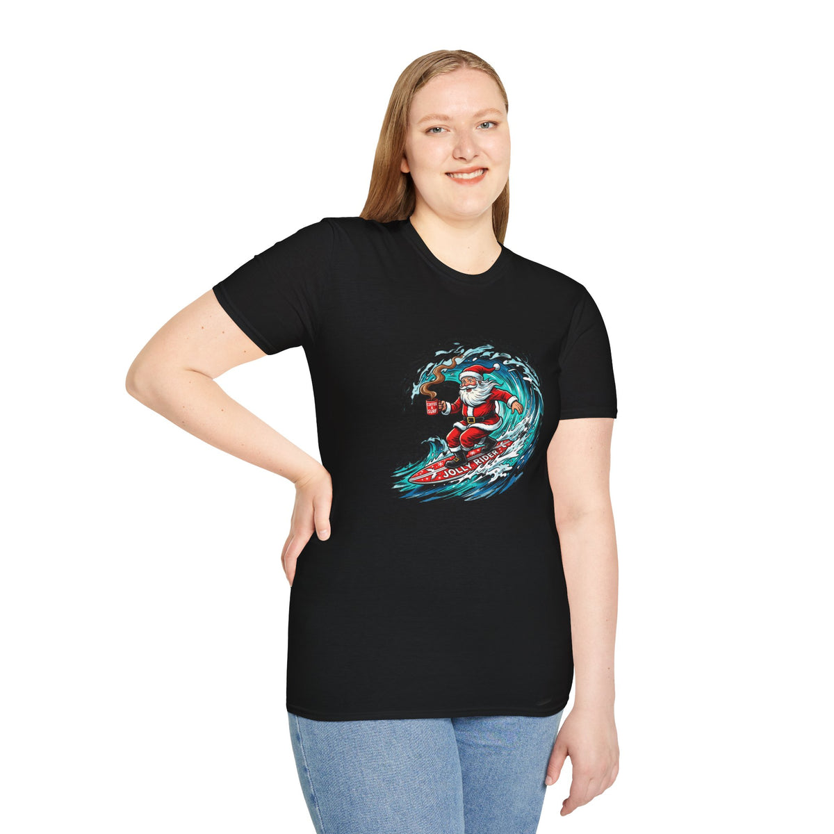 Santa Surfing T-Shirt — Surfing Santa Christmas Tee