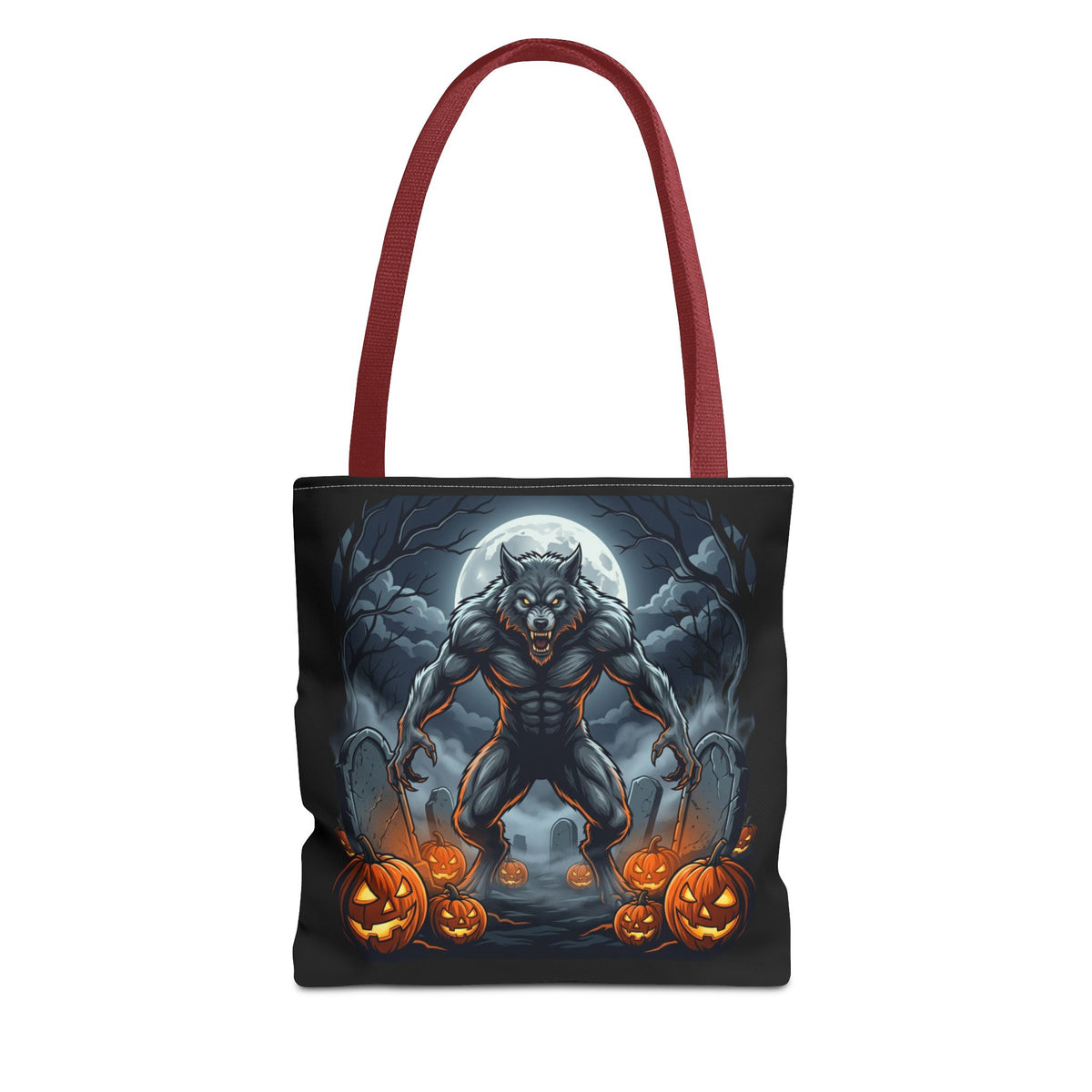 Werewolf Halloween Tote Bag — Full Moon Pumpkin Horror AOP Tote