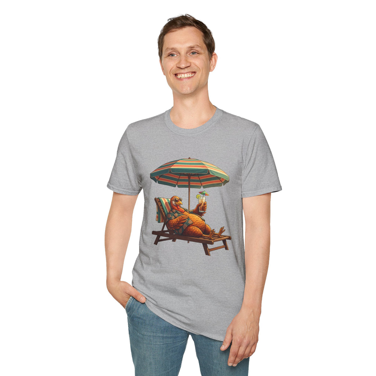 Beach Dog T‑Shirt — Relaxing Dachshund Under Umbrella Graphic Tee