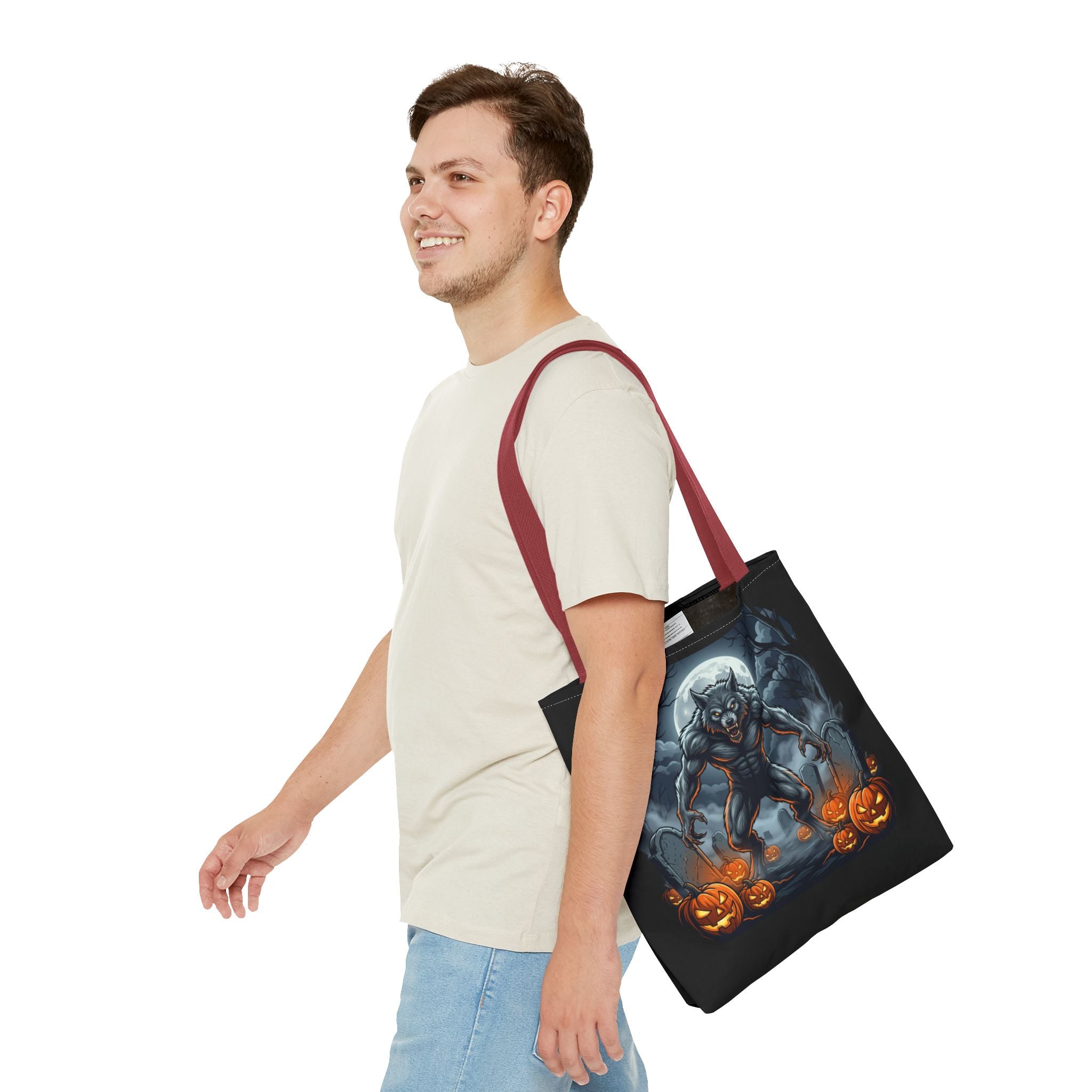 Werewolf Halloween Tote Bag — Full Moon Pumpkin Horror AOP Tote