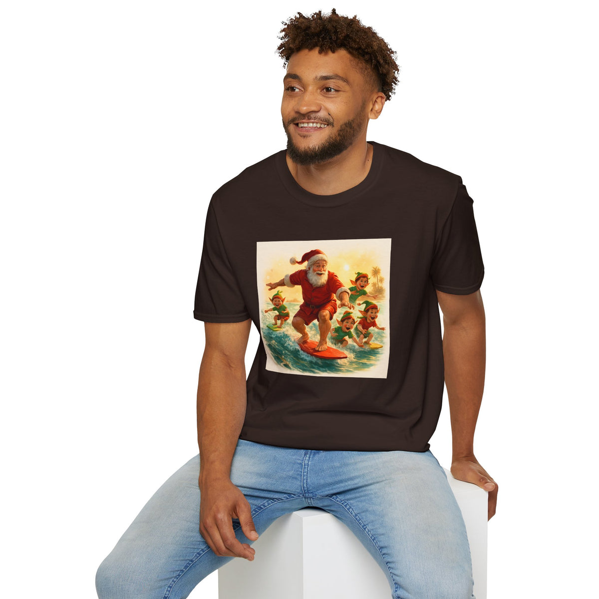 Surfing Santa Vintage Christmas T-Shirt