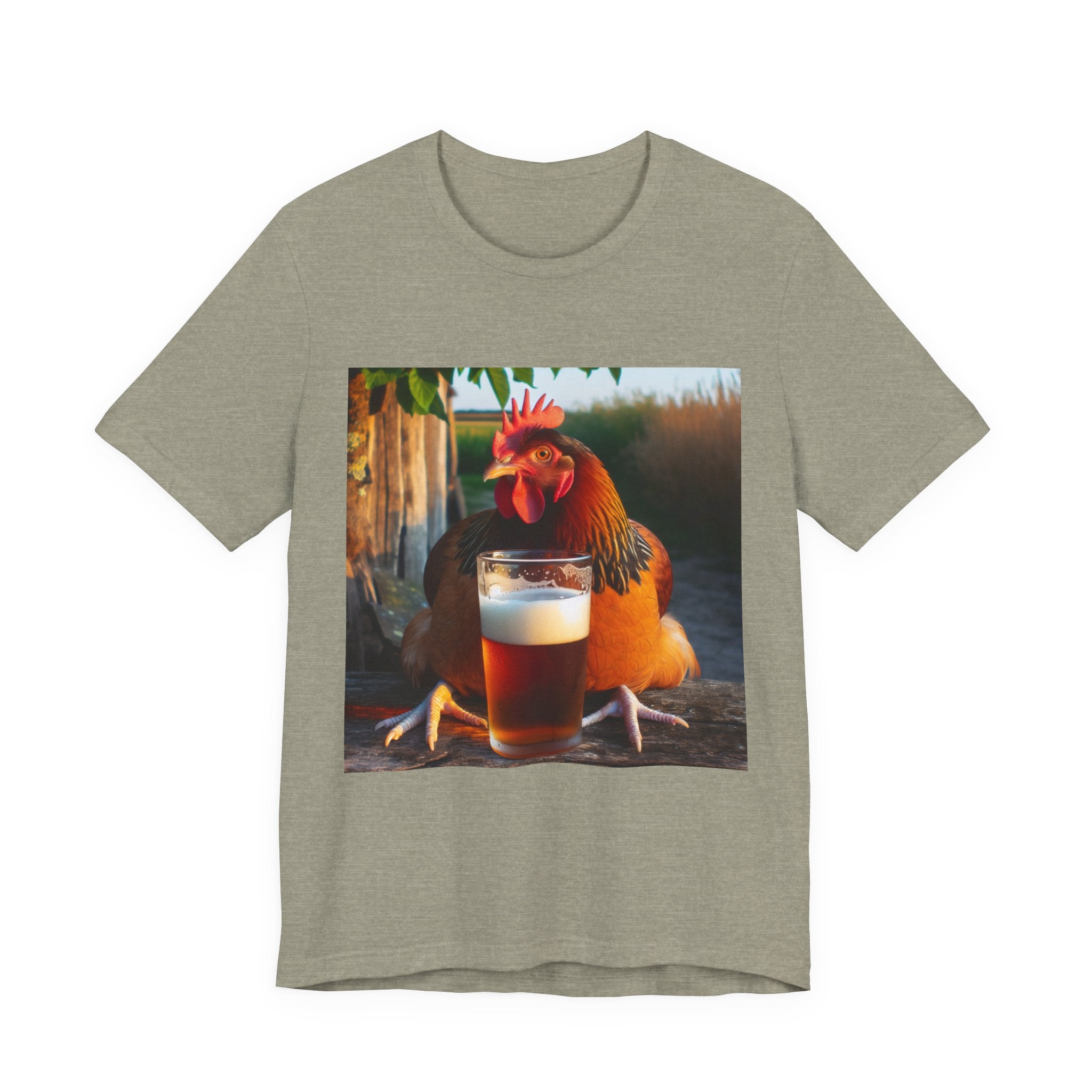 Funny Rooster with Beer Graphic Unisex T-Shirt