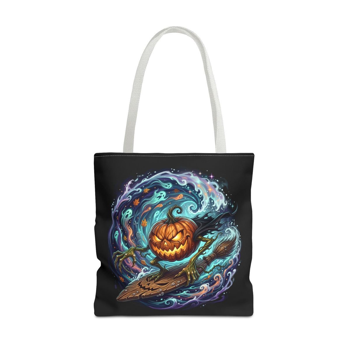 Halloween Surfing Pumpkin Tote Bag — Spooky Jack-o'-Lantern Beach Wave Tote