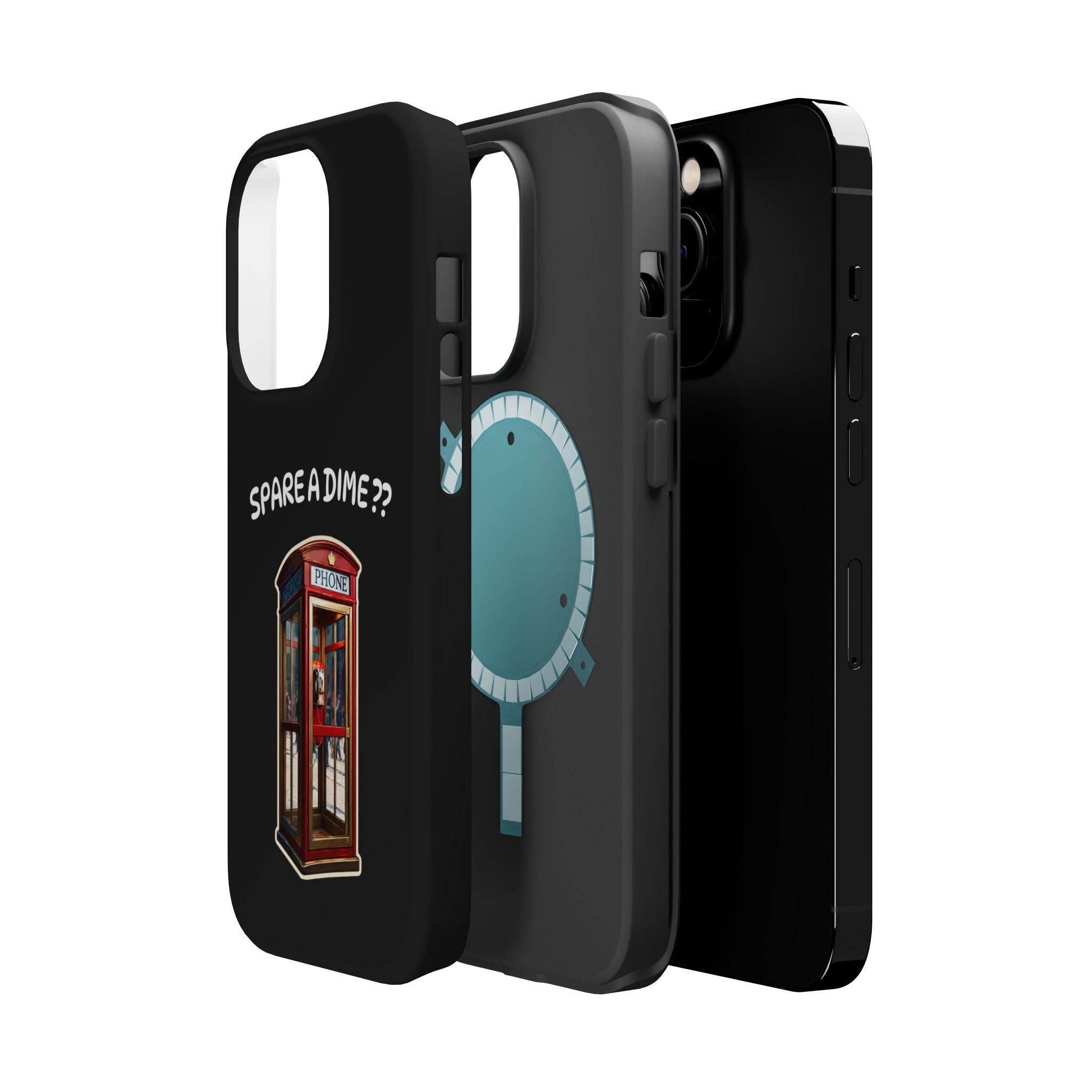 Phone Case — 'Spare a Dime?' Retro Phone Booth Magnetic Impact‑Resistant Case