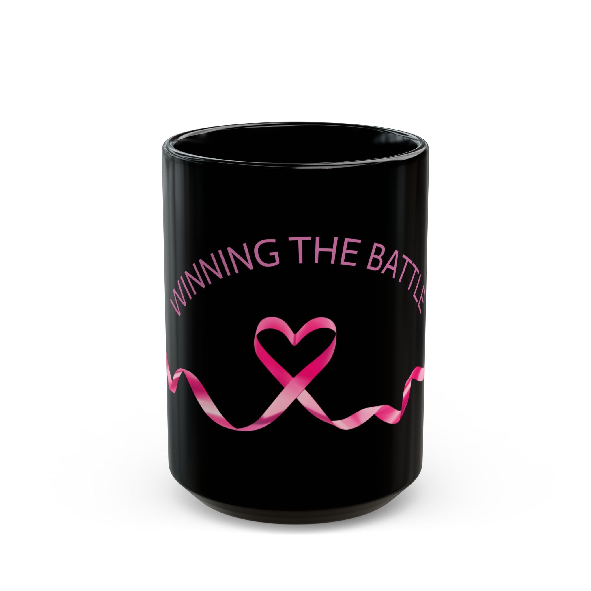 Winning the Battle Breast Cancer Support Black Mug