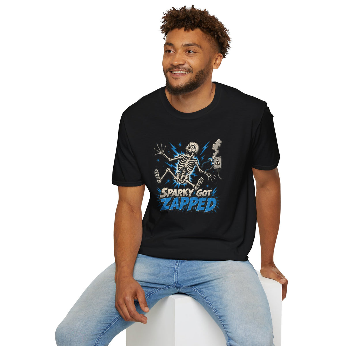 Sparky Got Zapped Skeleton Lightning T-Shirt