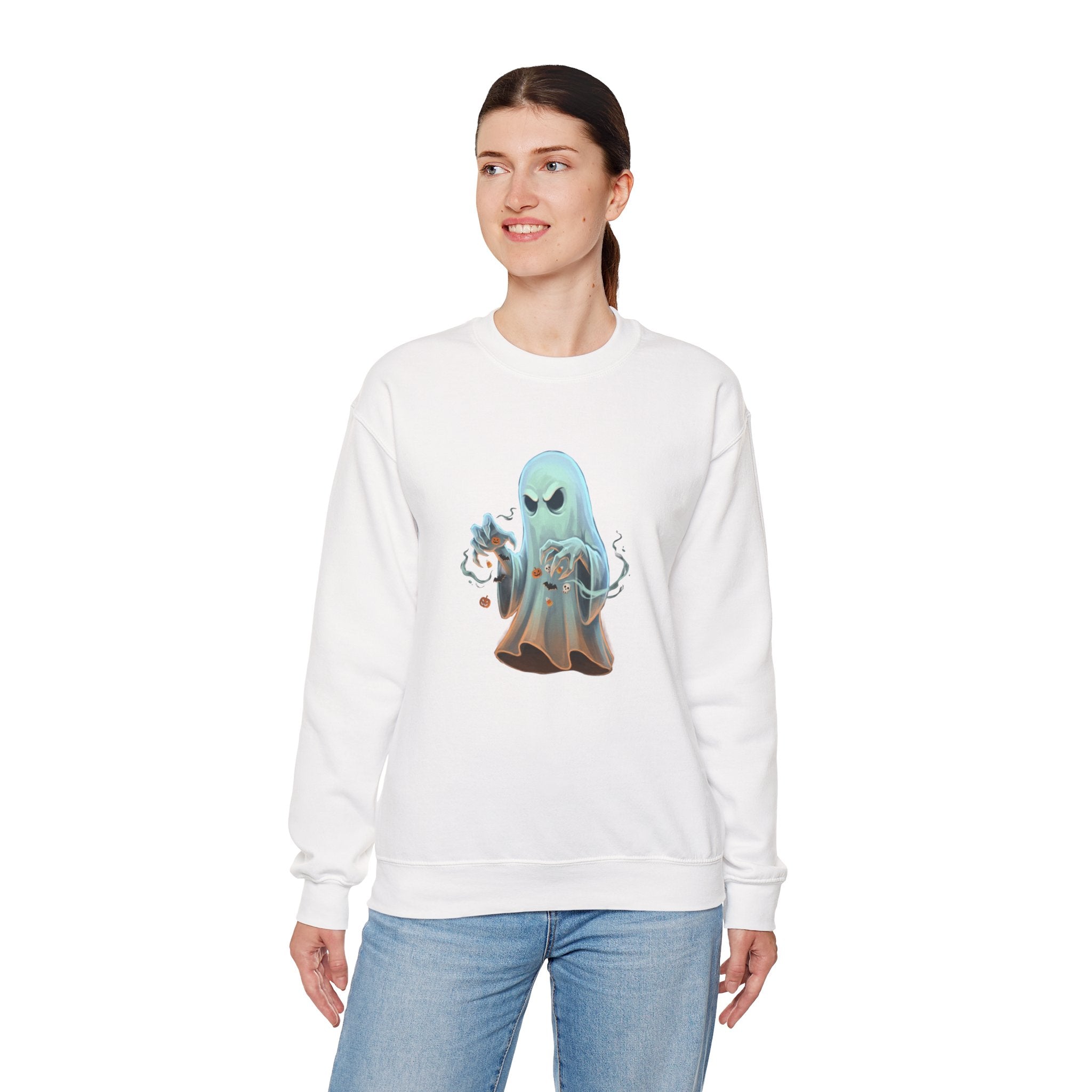 Grumpy Ghost Halloween Crewneck Sweatshirt