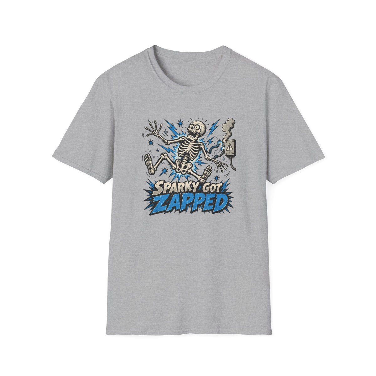 Sparky Got Zapped Skeleton Lightning T-Shirt