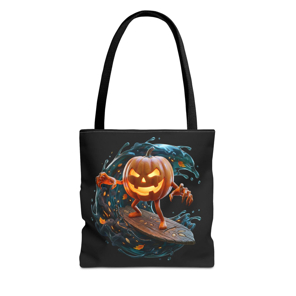 Halloween Pumpkin Surf Tote Bag — Spooky Jack-O'-Lantern Surfing Beach Tote
