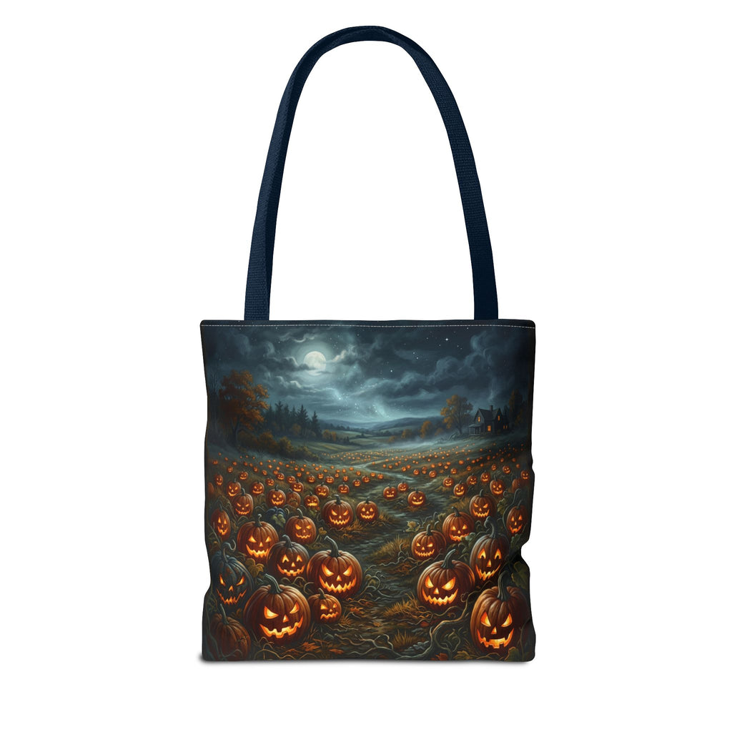 Halloween Pumpkin Field Tote Bag — Spooky Jack-O'-Lantern All-Over Print