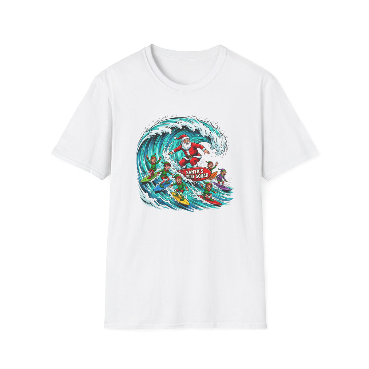 Santa’s Surf Christmas T-Shirt – Tropical Holiday Gift