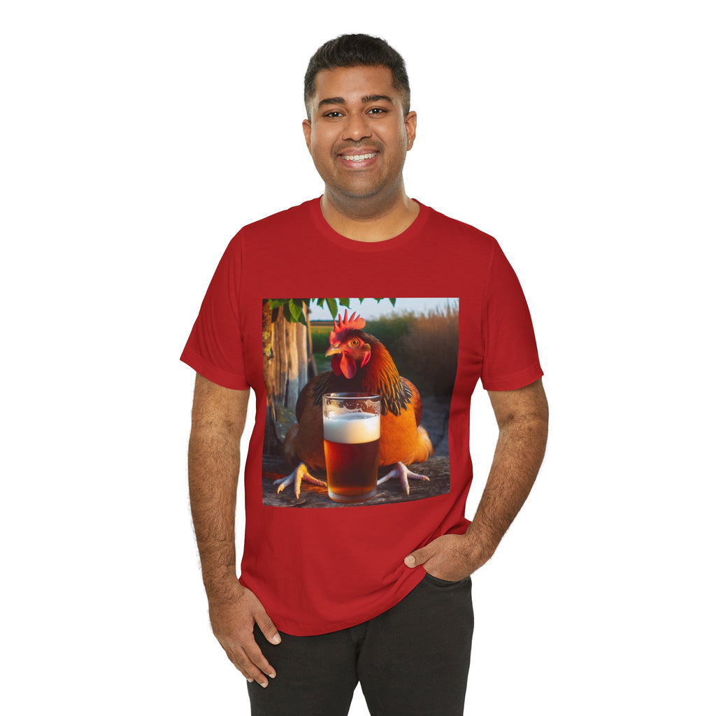 Funny Rooster with Beer Graphic Unisex T-Shirt