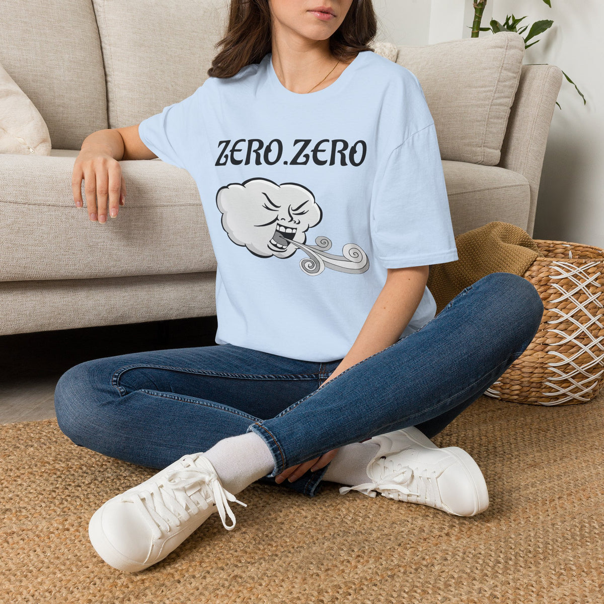 Zero. Zero Wind Cloud Graphic T-Shirt — Funny Retro Weather Illustration Tee