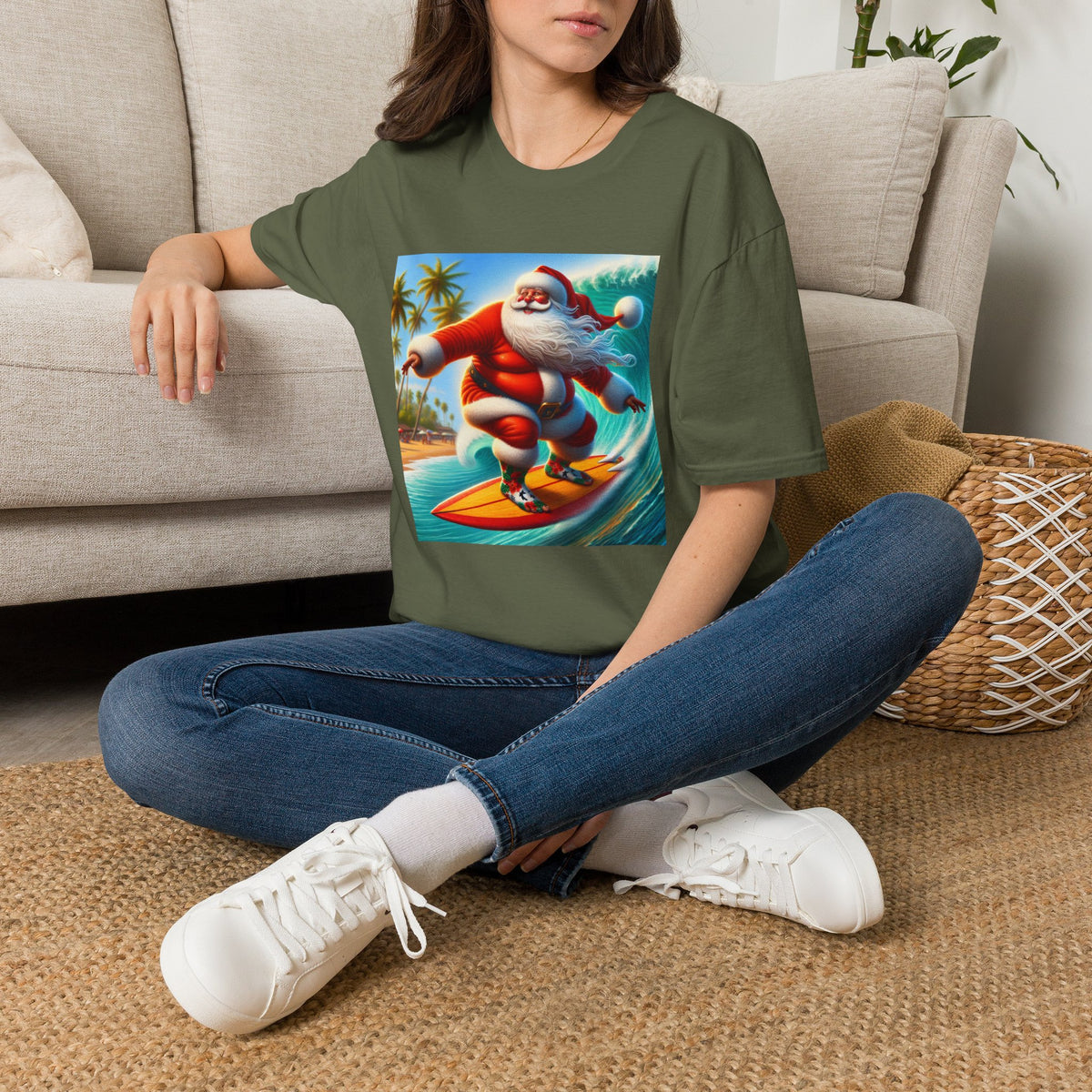 Surfing Santa Christmas T-Shirt