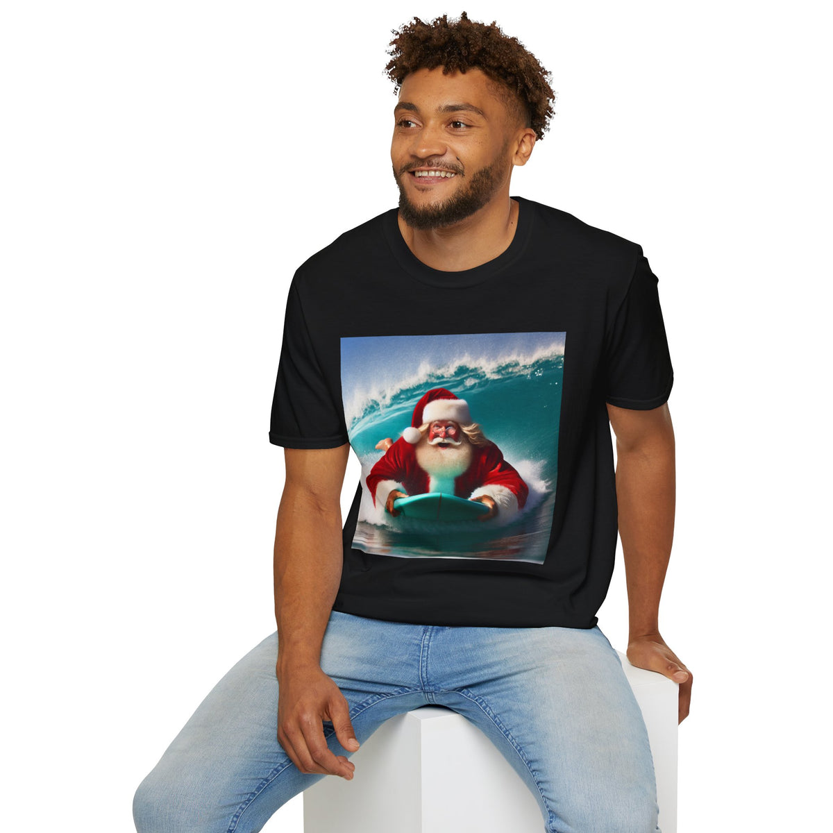 Surfing Santa T-Shirt — Funny Christmas Surf Holiday Tee