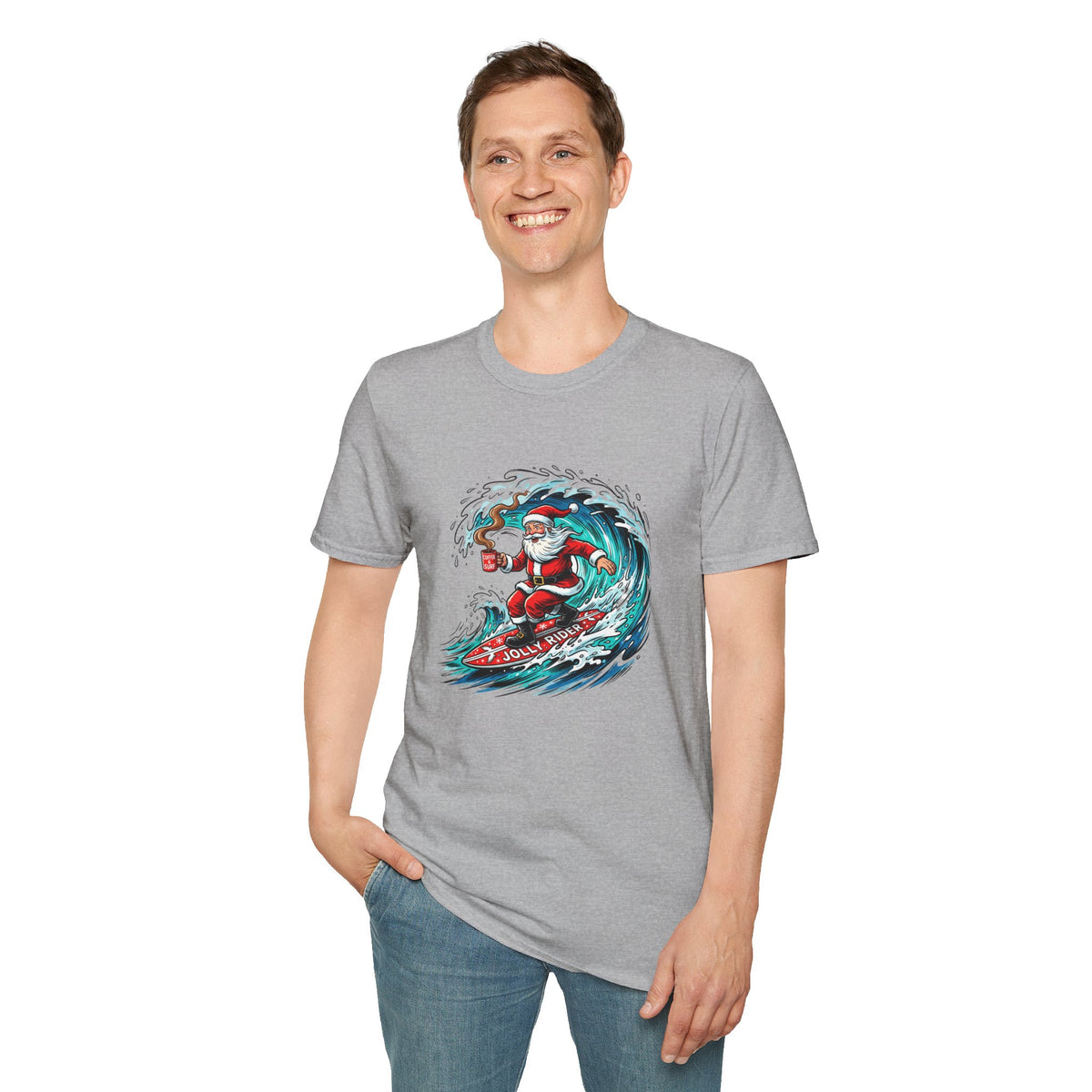 Santa Surfing T-Shirt — Surfing Santa Christmas Tee
