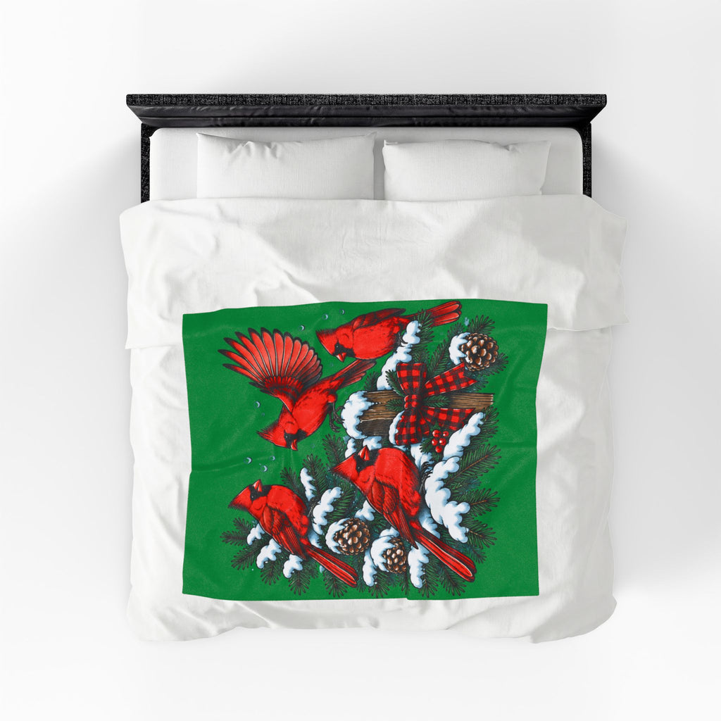 Christmas Cardinal Velveteen Plush Blanket