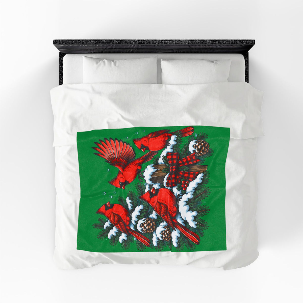 Christmas Cardinal Velveteen Plush Blanket